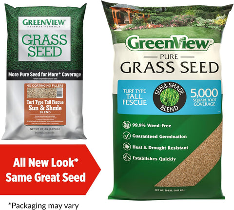 GreenView Turf Type Tall Fescue Grass Seed, Sun & Shade Blend, 20 lb. Bag
