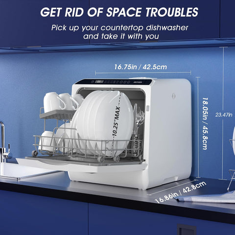 AIRMSEN Portable Countertop Dishwasher, No Hookup Needed