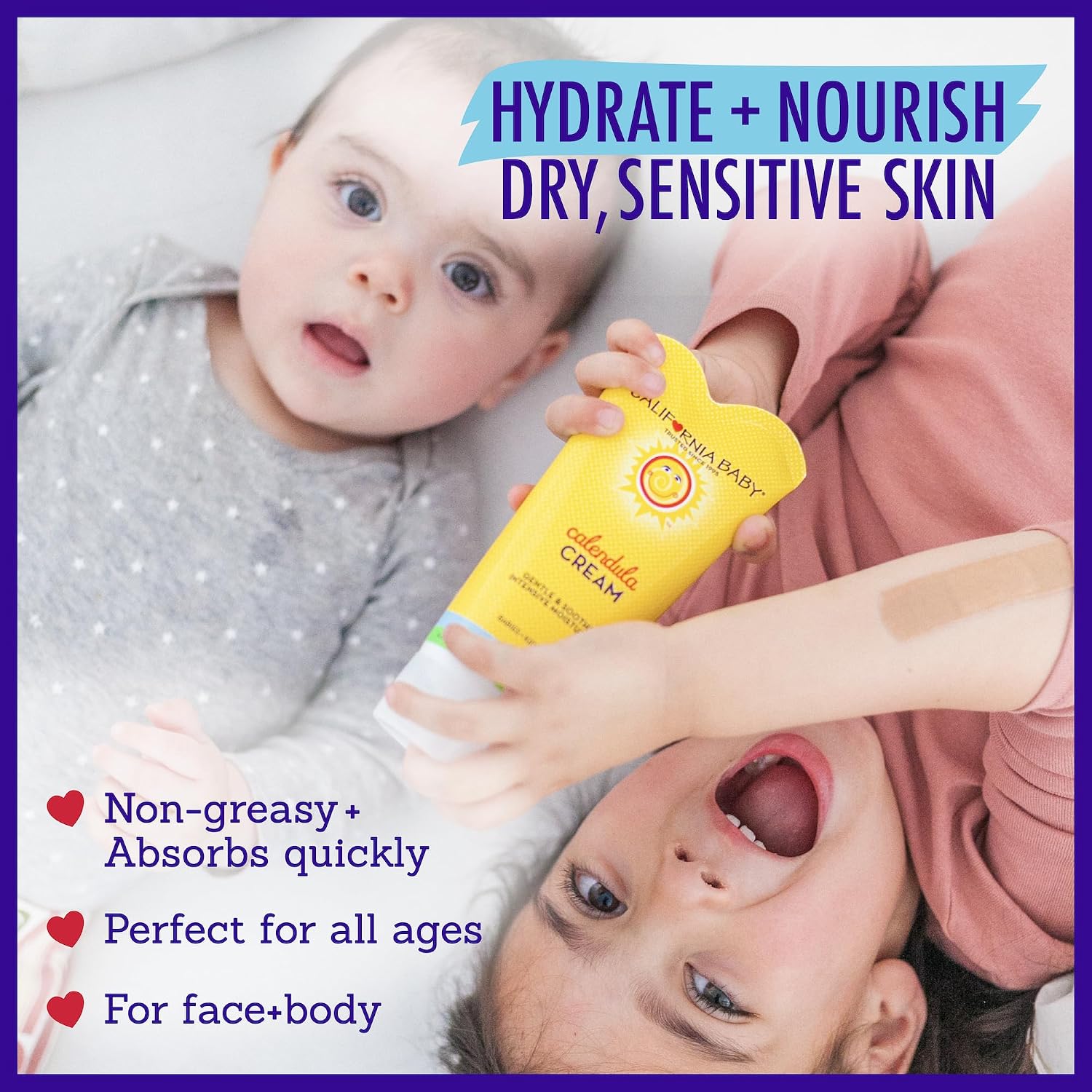 California Baby Calendula Cream | 100% Plant-Based Moisturizer | Lavender Baby Lotion | Face Moisturizer For Dry Skin | Hypoallergenic | 1.8 oz / 51g