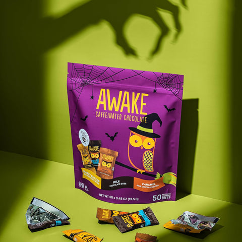 Awake - Caffeinated Chocolate Bites - Limited Edition Boo & Bites Milk Chocolate Halloween Variety Pack