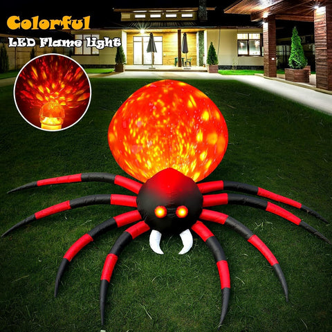 8 FT Halloween Inflatable Spider Outdoor Yard Decor with LED Rotating Flame