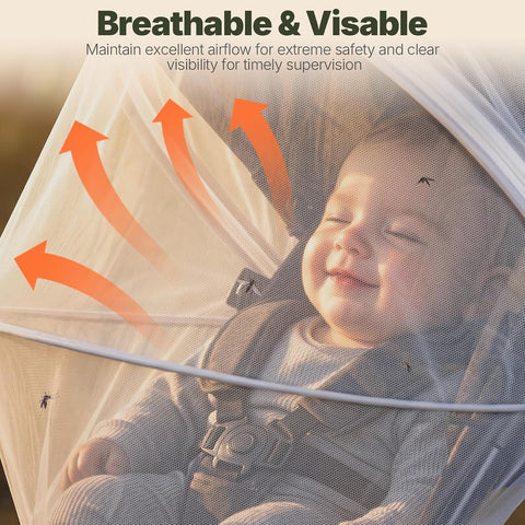 Orzbow Baby Mosquito Net for Stroller, Universal Fit, Breathable, White
