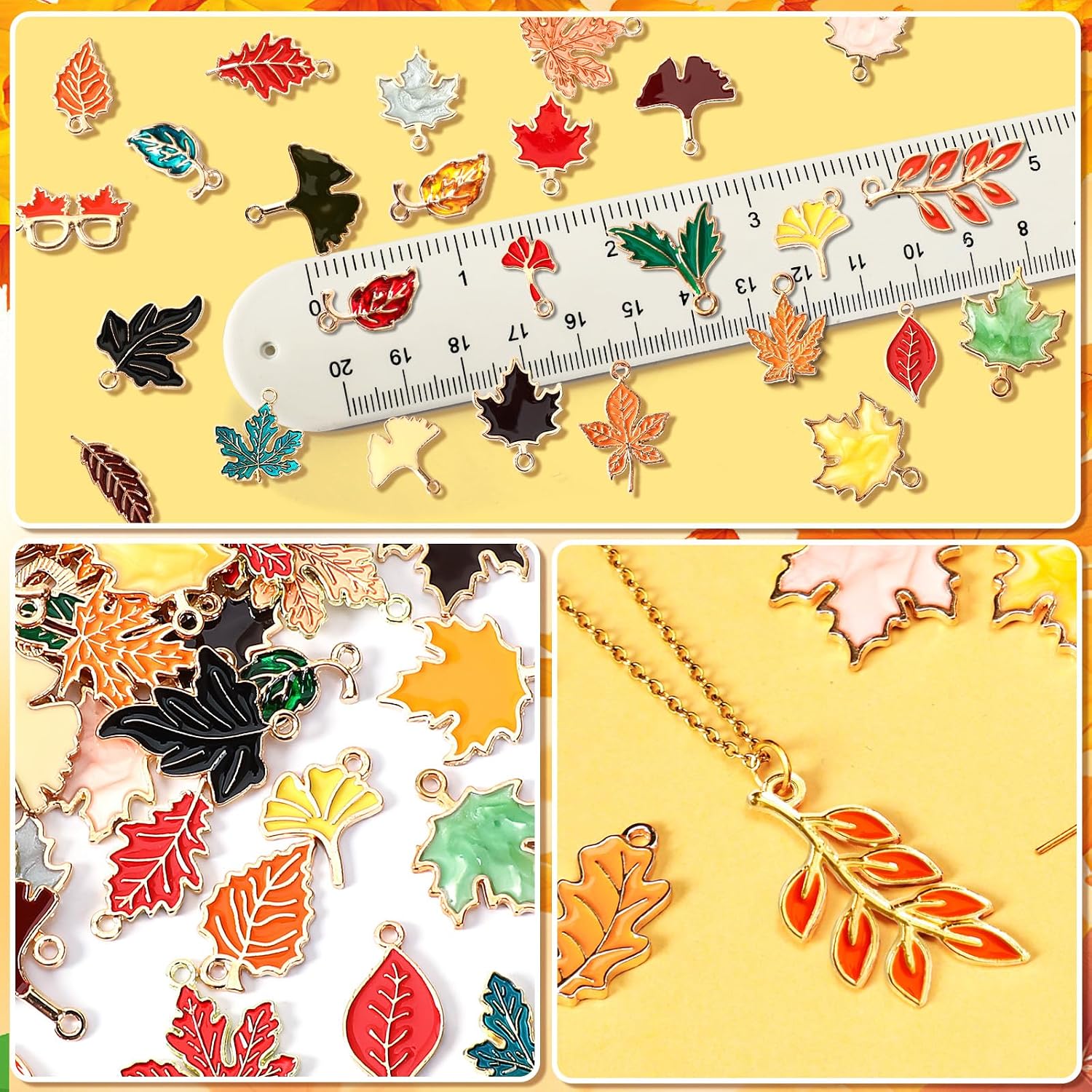 MARFOREVER 120 Pcs Maple Leaf Charm Fall Charms for Jewelry Making