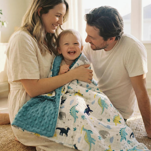 GLLQUEN BABY Muslin Baby Blankets for Boys, 2-Layer Toddler Blanket