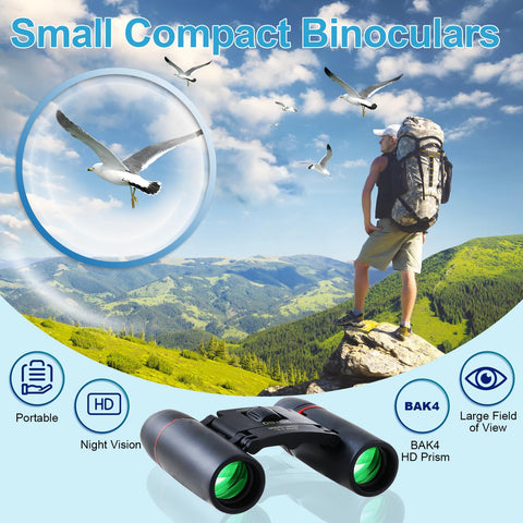 PISEZ 30X60 Compact Binoculars for Adults and Kids，Lightweight Foldable Easy Focus Small Binoculars for Bird Watching Hunting Concert Traveling Theater Opera Sightseeing