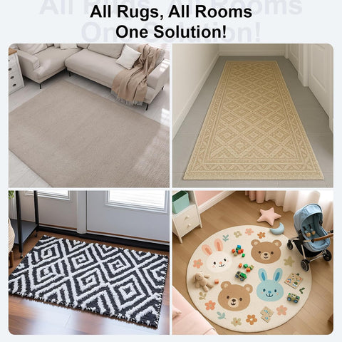 Home Techpro 12 PCS Rug Tape, Gripper for Rug for Hardwood Floors, Double Sided Reusable Under Rug Carpet Tape Stickers, Rug Anti Slip Grips for Area Rugs, Non Slip Rug Pads