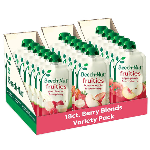 Beech-Nut Stage 2 Baby Food Pouch Variety Pack, Berry Blends, 18 Pouches