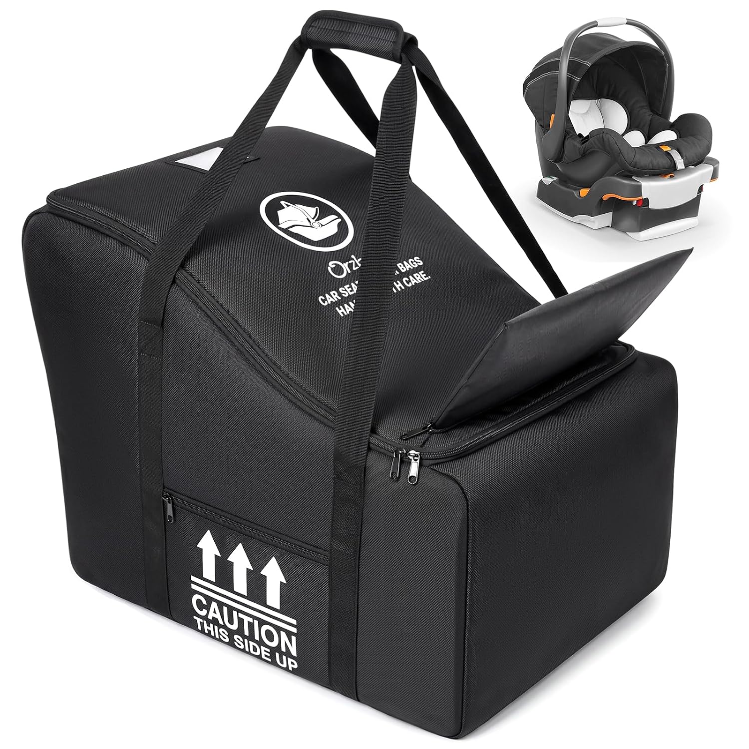 Orzbow Padded Infant Car Seat Bag Fit Carseat and Anti-Rebound Base, Black
