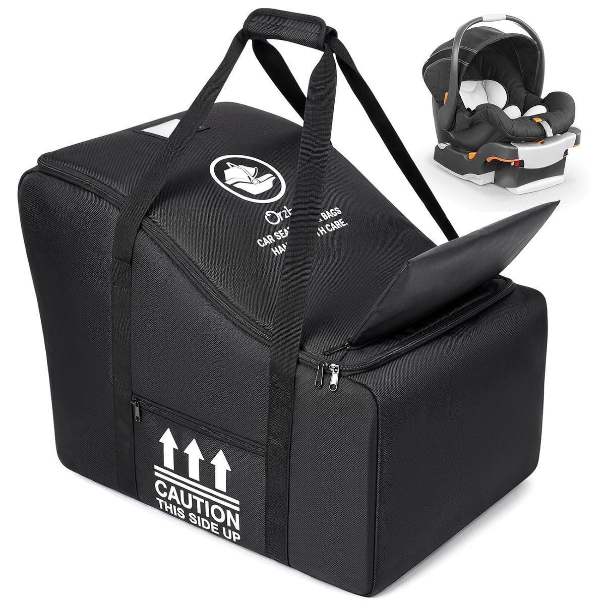 Orzbow Padded Infant Car Seat Bag Fit Carseat and Anti-Rebound Base, Black