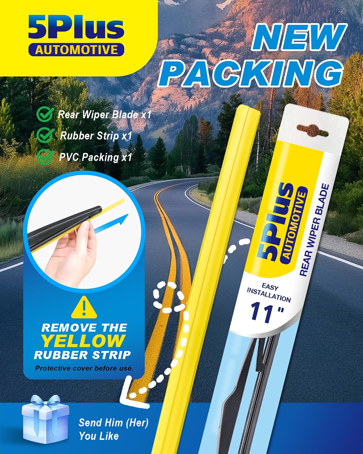 5 PLUS RearFit Back Wiper Blade for Hyundai Tucson Hybrid 2022-2025, 11"