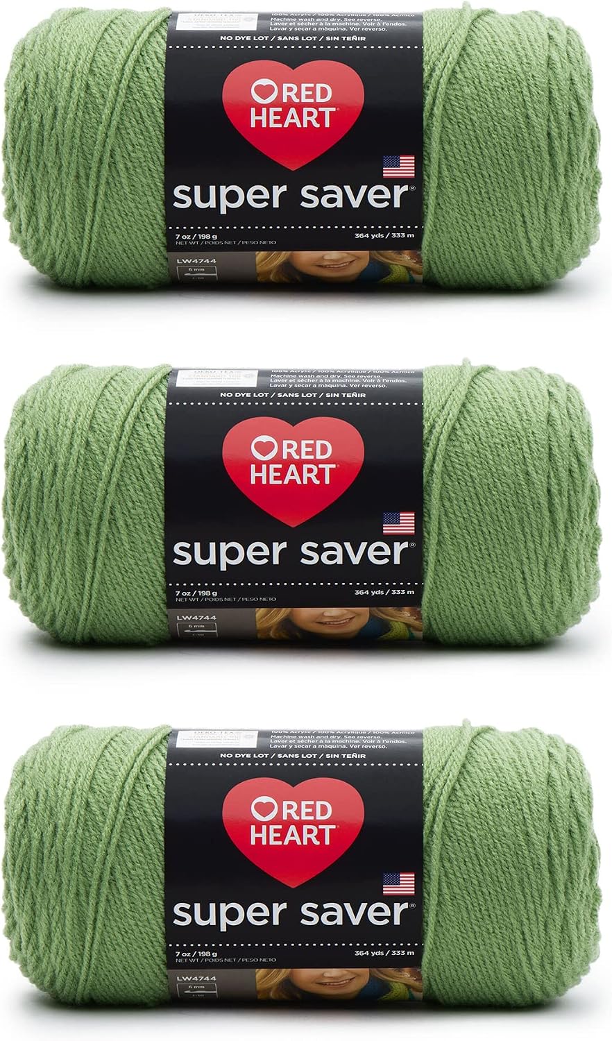 Red Heart Super Saver Yarn for Crocheting & Knitting, Tea Leaf, 3-Pack