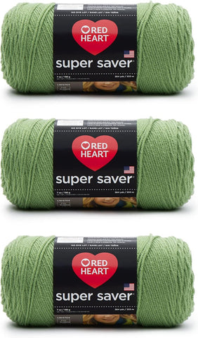Red Heart Super Saver Yarn for Crocheting & Knitting, Tea Leaf, 3-Pack
