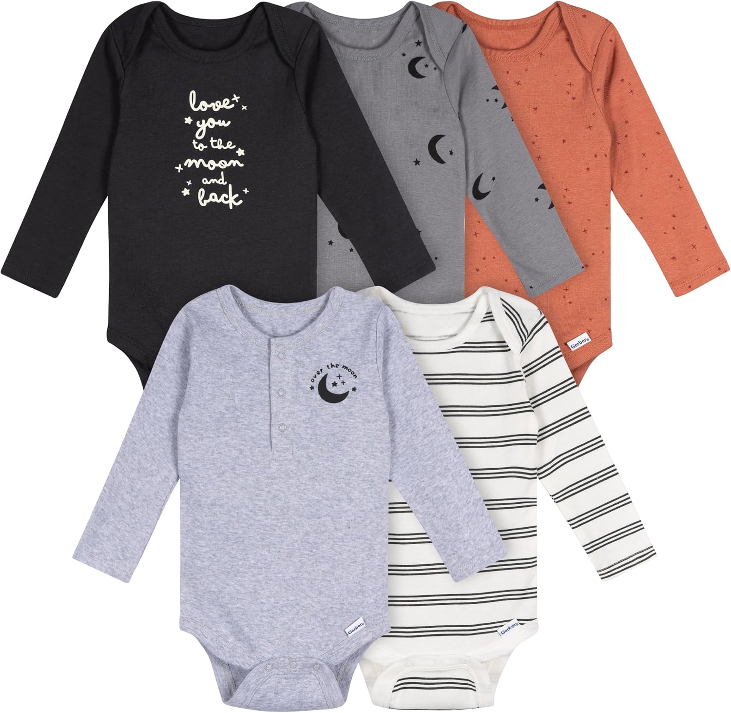 Gerber Baby Boys 6-Pack Long Sleeve Onesies Bodysuit