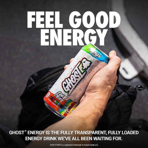 GHOST Energy Drink, Zero Sugars, 12-Pack, Sour Strips Rainbow, 16oz