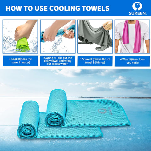 Sukeen 4 Pack Cooling Towels (40"x12") for Neck and Face Instant Cooling