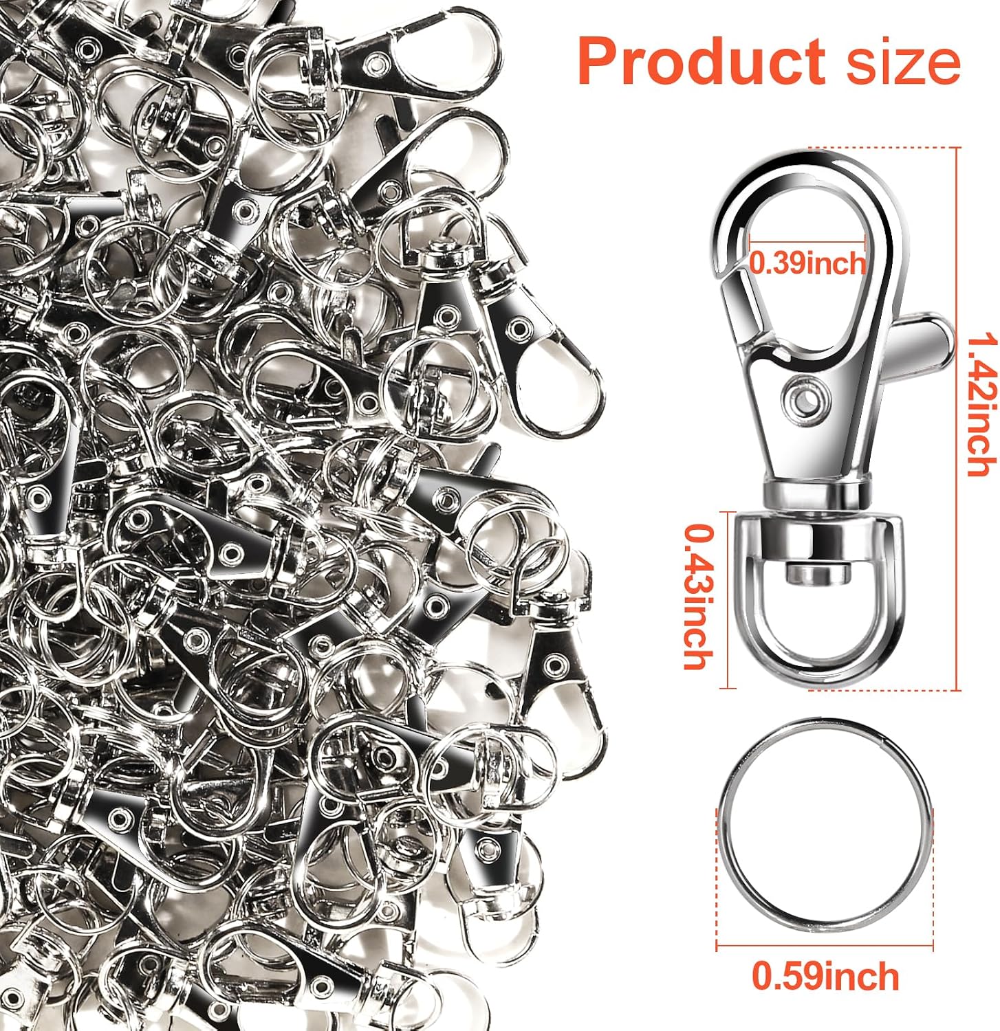 LEOBRO 240PCS Lobster Claw Clasps and Key Rings, Keychain Making Kit, 120PCS Keychain Clips and 120PCS Key Chain Ring, for Keychains, Lanyard, Jewelry Making, Art Crafts, Silver