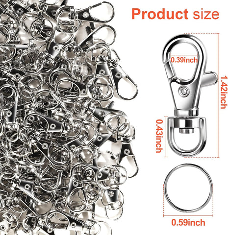 LEOBRO 240PCS Lobster Claw Clasps and Key Rings, Keychain Making Kit, 120PCS Keychain Clips and 120PCS Key Chain Ring, for Keychains, Lanyard, Jewelry Making, Art Crafts, Silver