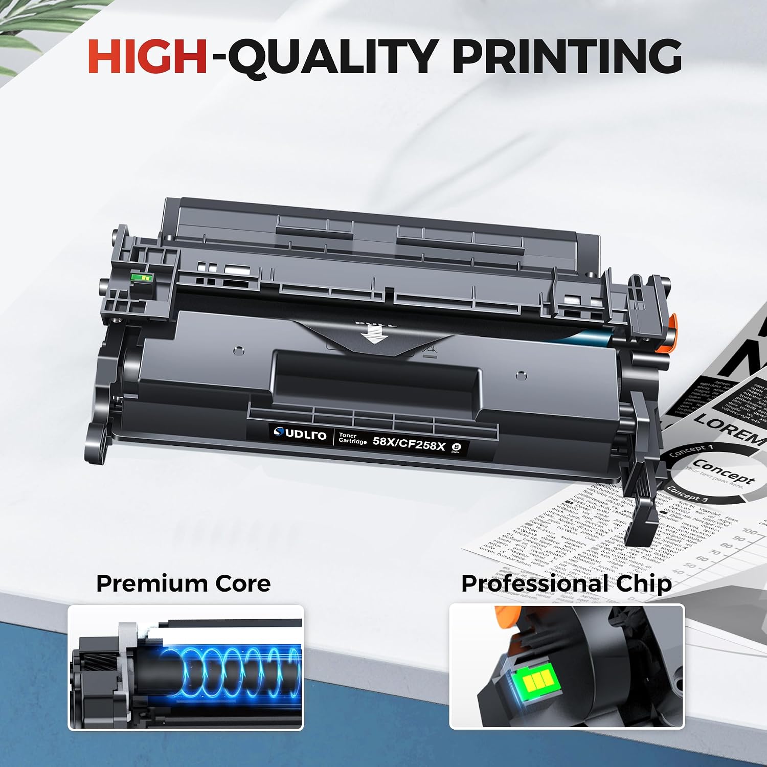 58X CF258X Toner Cartridge Black Replacement for HP 58X CF258X 58A CF258A