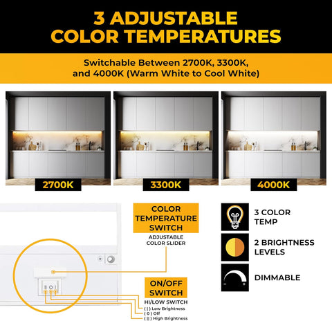 NSL LED Under Cabinet Lighting Hardwired - 24 Inch White