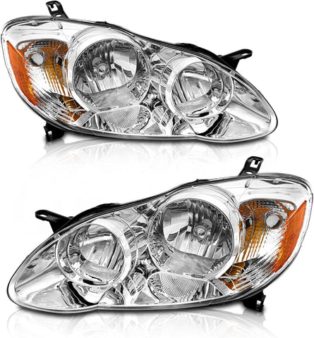for 2003-2008 Toyota Corolla Headlights Chrome Pair