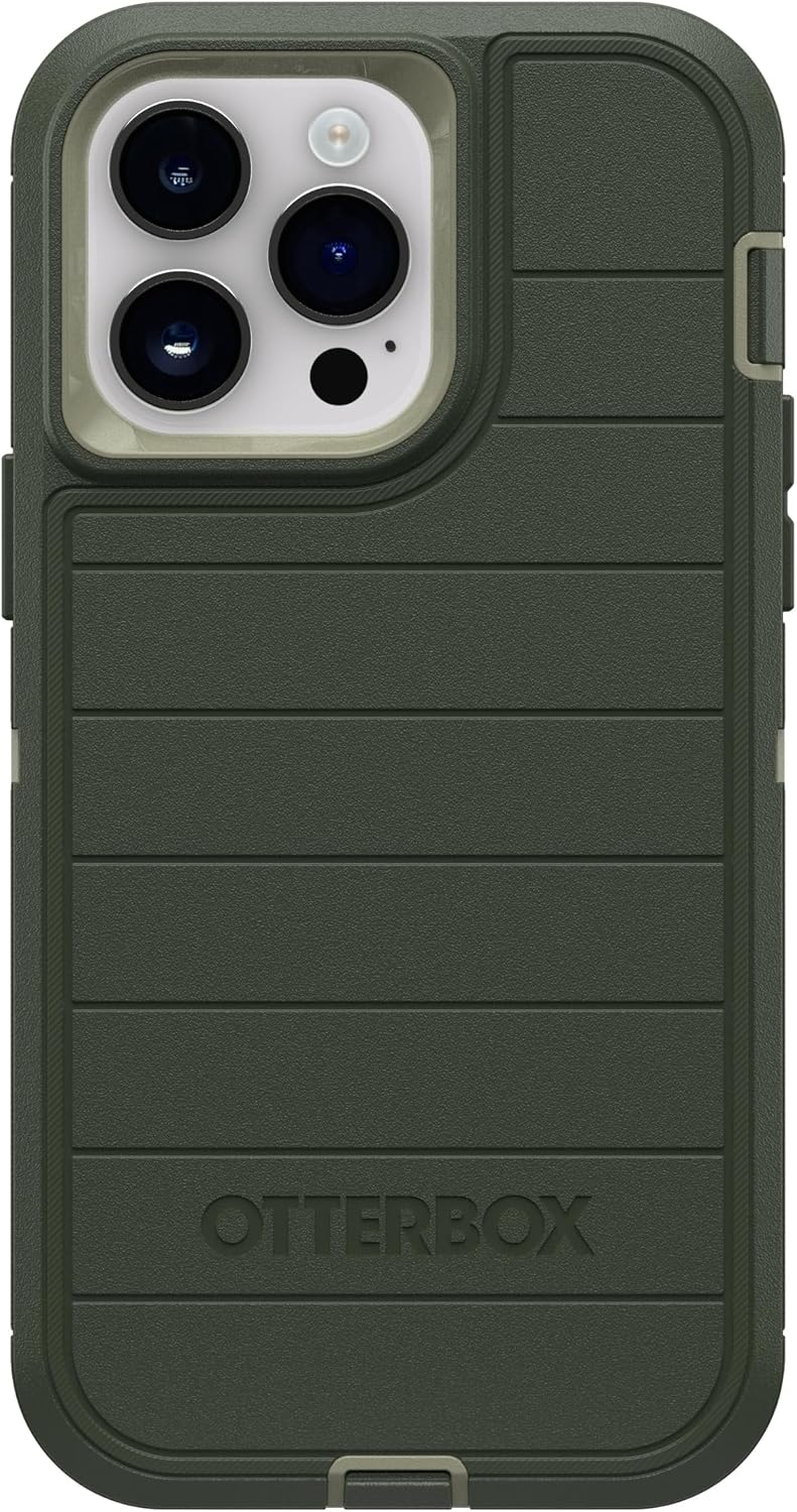 OtterBox iPhone 14 Pro Max (Only) - Defender Series Screenless Edition Case - Lichen the Trek (Green) - Case Only - Microbial Defense Protection - Non-Retail Packaging