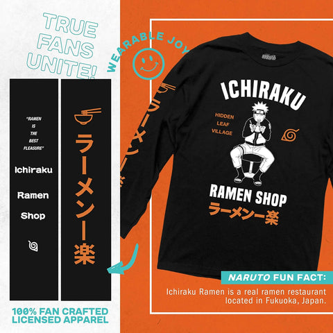 Ripple Junction Naruto Shippuden Ichiraku Ramen Shop Anime Long-Sleeve Adult T-Shirt Officially Licensed