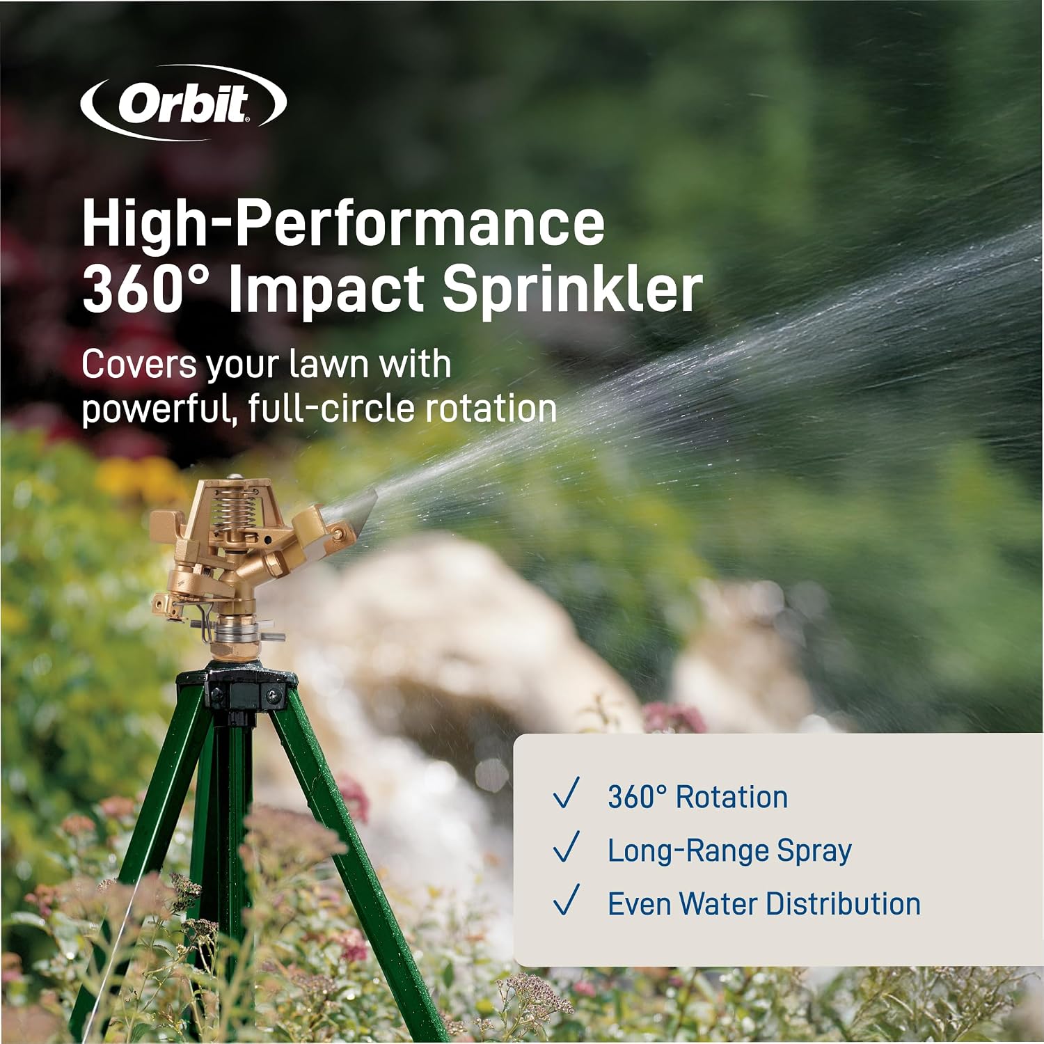 Orbit Tripod Zinc Impact Sprinkler, Adjustable Height - 56667