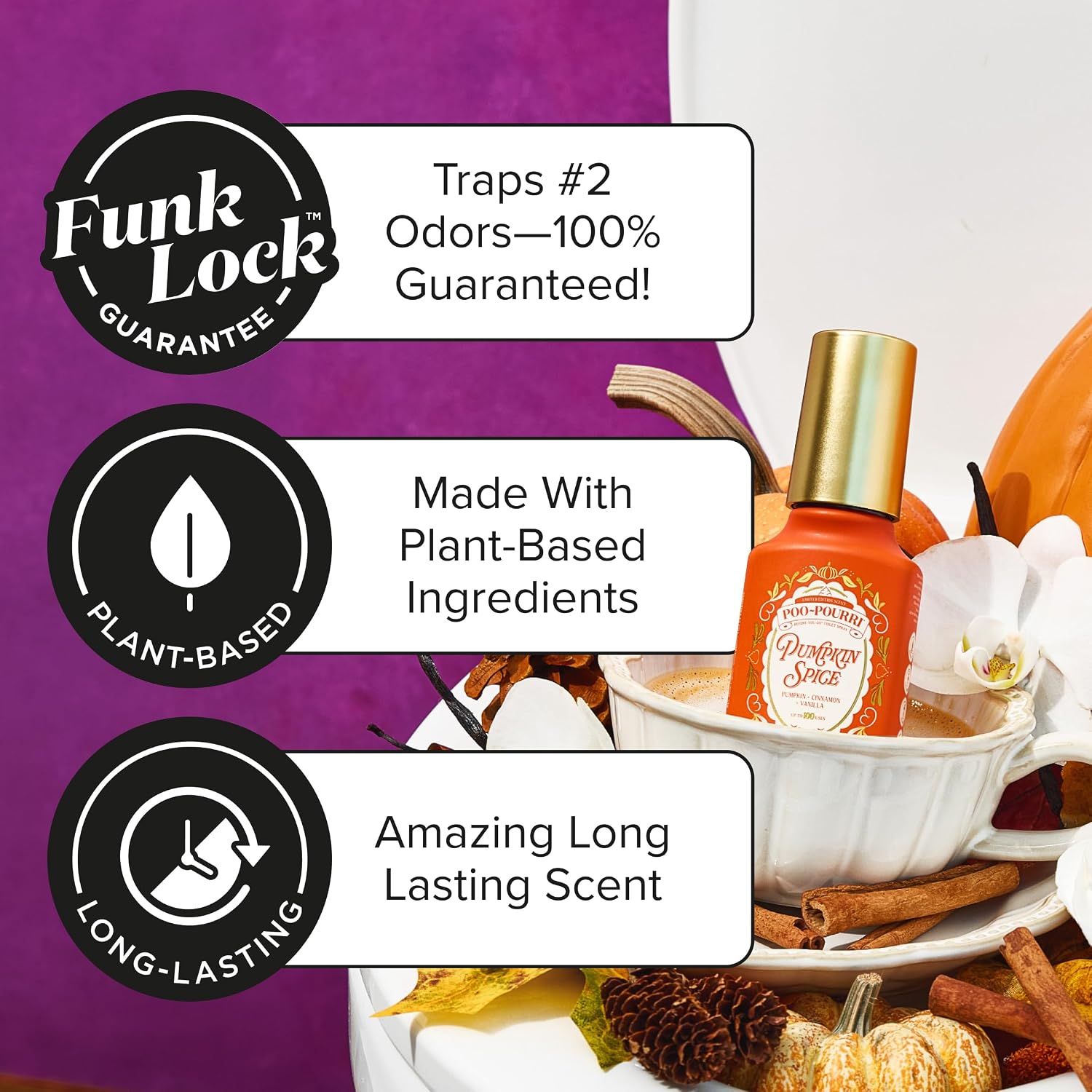 Poo~Pourri Pumpkin Spice 2 fl oz Before-You-Go Toilet Spray - Up to 100 Uses - Trap Bathroom Odor - Plant Based Ingredients - Travel Essentials - Pumpkin, Cinnamon, and Vanilla