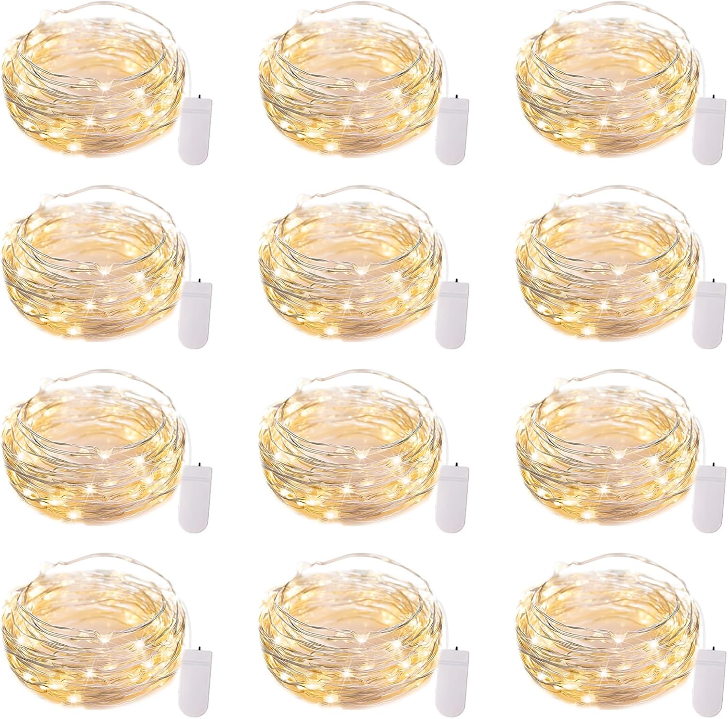 Brightown 12 Pack 7ft Battery Operated LED Fairy Lights for Xmas Decoration