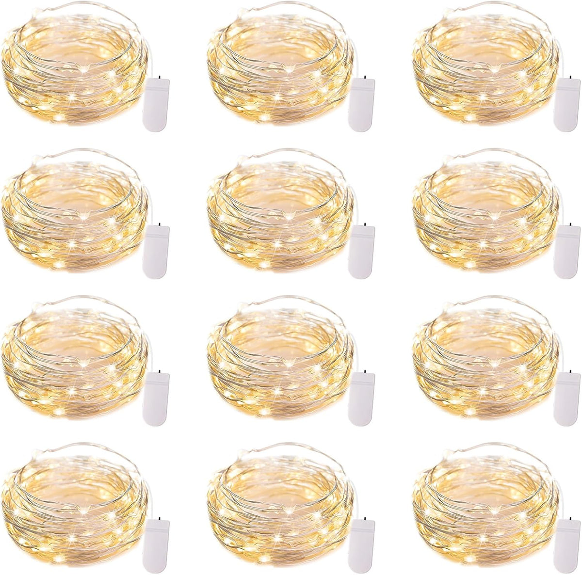 Brightown 12 Pack 7ft Battery Operated LED Fairy Lights for Xmas Decoration