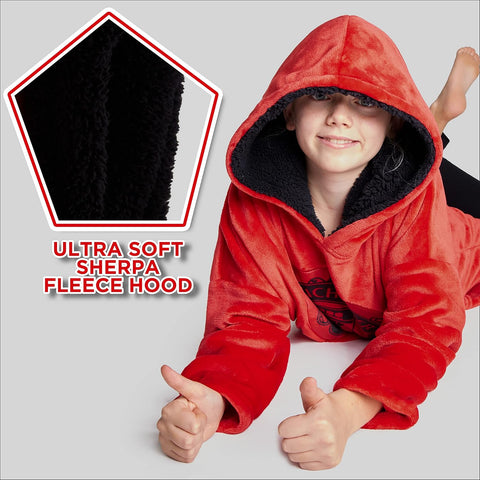 Manchester United F.C. Boys Wearable Blanket Oversized Hoodie Poncho, Boys Gifts
