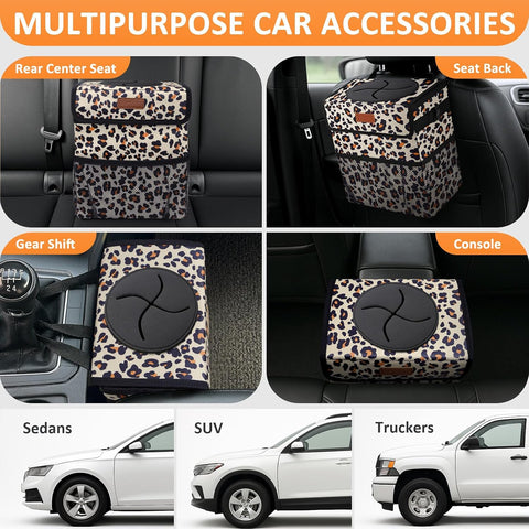 Vankor Car Trash Can with Lid Leak Proof Car Accessories for Women