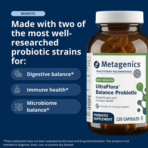 Metagenics UltraFlora Balance Probiotic Supplement, 120 Capsules