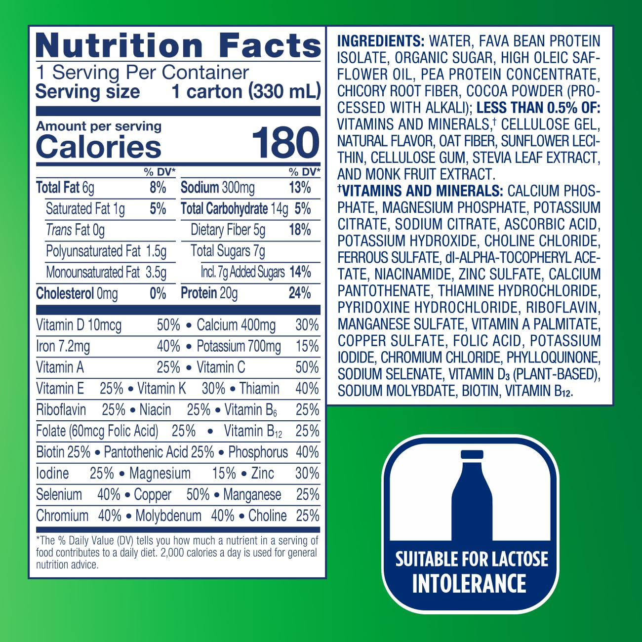 Ensure Plant-Based Protein Shake With 20g Protein, 5g Fiber, Ready to Drink, Chocolate, 11 Fl Oz, 12 Pack