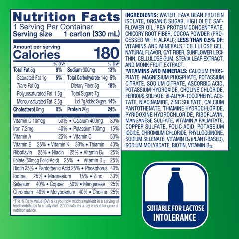 Ensure Plant-Based Protein Shake With 20g Protein, 5g Fiber, Ready to Drink, Chocolate, 11 Fl Oz, 12 Pack