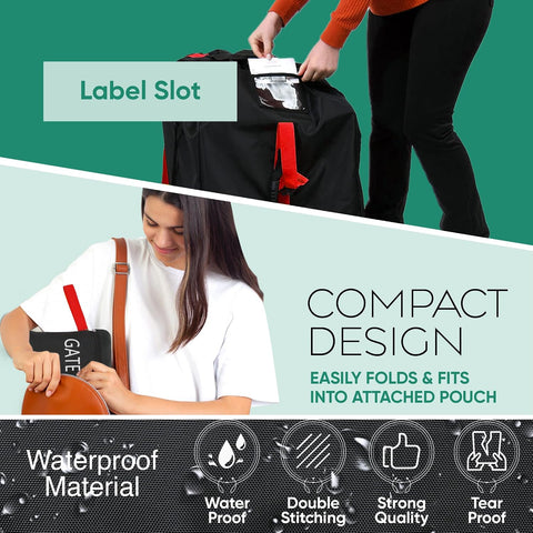 Car Seat Travel Bag for Airplane, Backpack Straps, Fits Most Car Seats