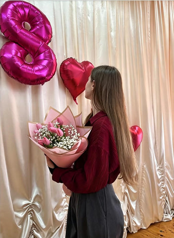 8 Balloon Number 40 Inch Rose Purple Balloons for 18 Birthday Decorations