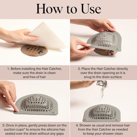 Kitsch Shower Drain Hair Catcher - Sink Drain Strainer - Grey