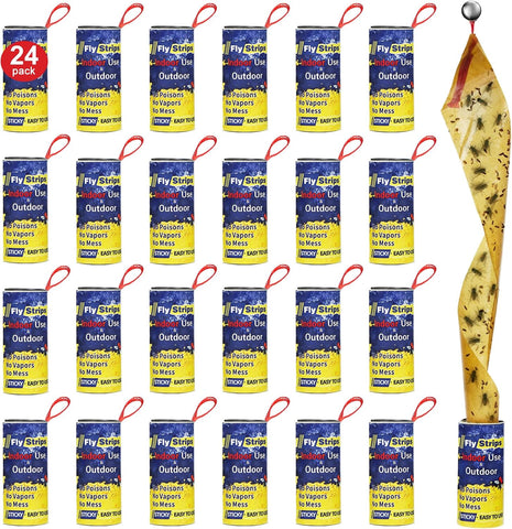 24 Pcs Fly Trap Strips Indoor Outdoor, Fruit Fly Paper Tape Sticky with Pin