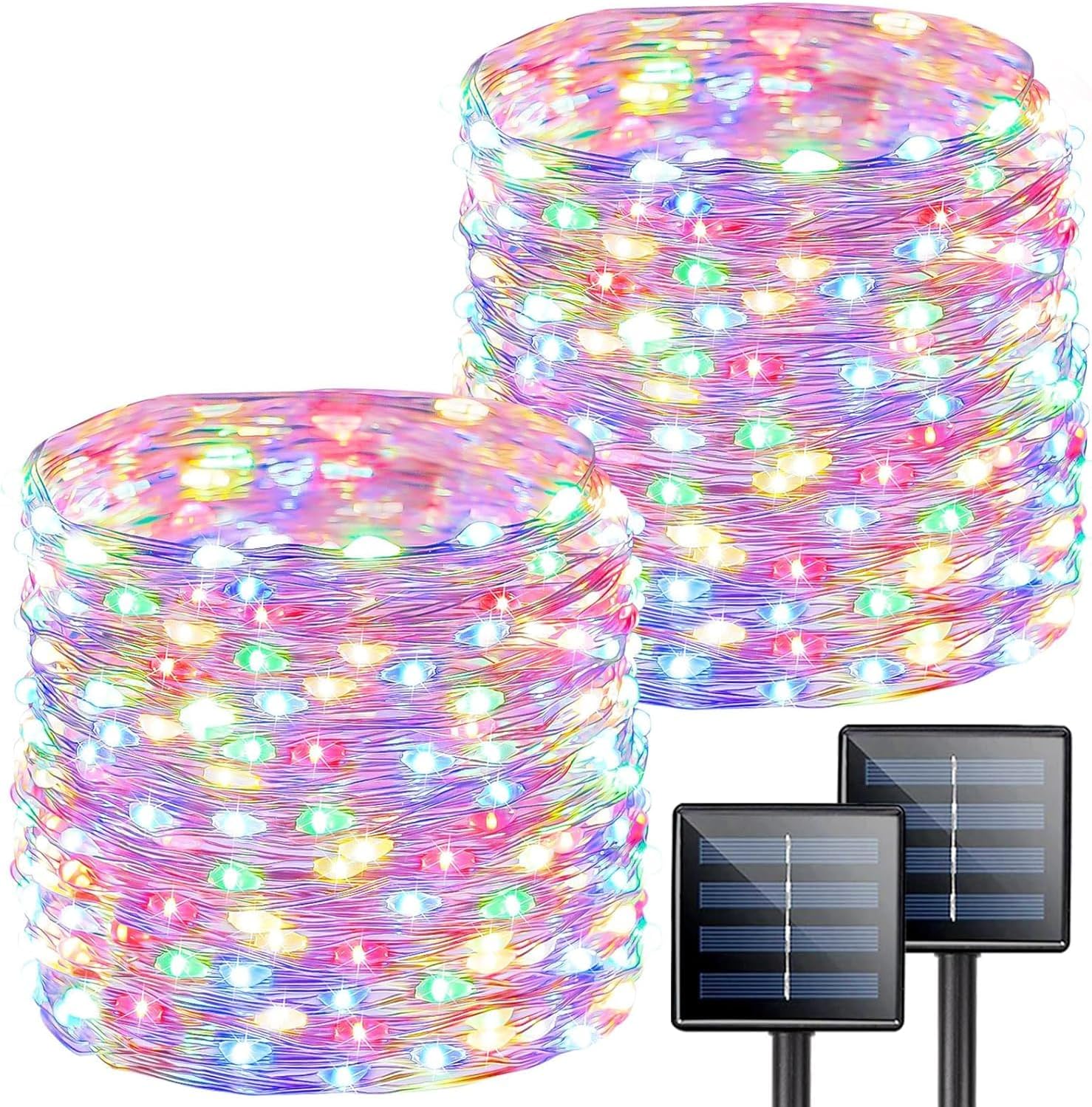 Solar Fairy Lights, 2 Pack Total 400LED 144FT Waterproof String Lights