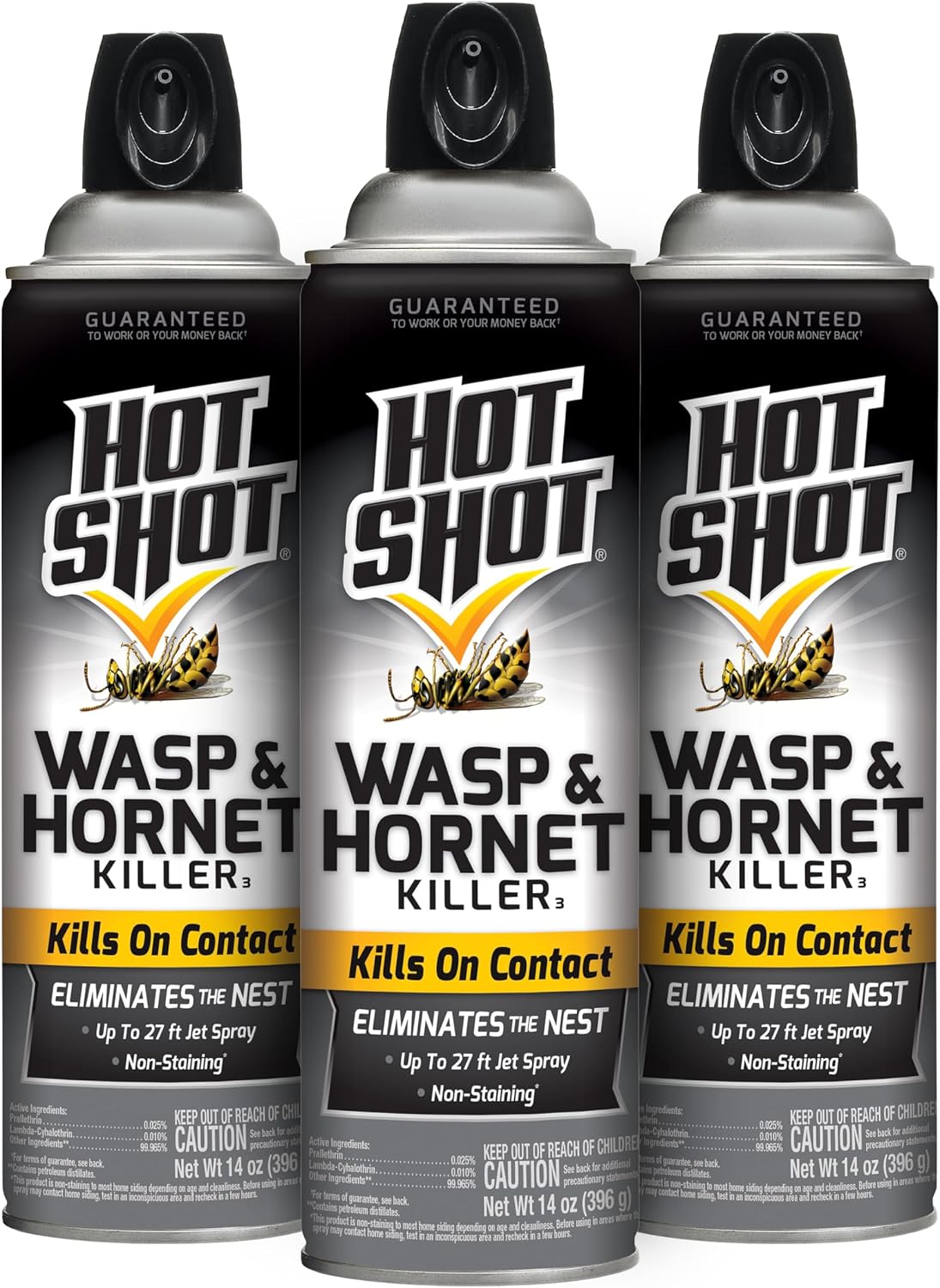 Hot Shot Wasp & Hornet Killer Aerosol Spray 14 Oz, Kills on Contact, 3 Pack