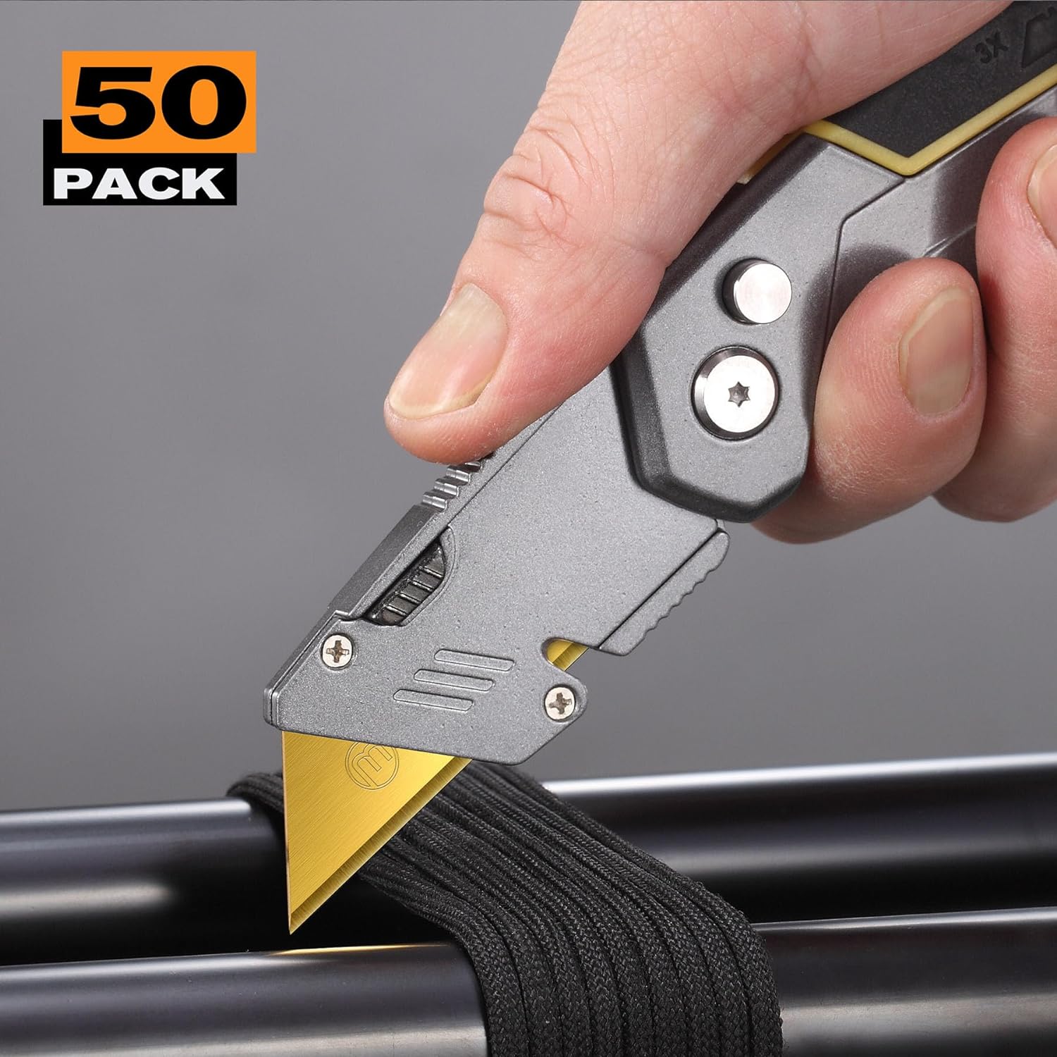 M MEEPO Utility Knife Blades, Never Rust, Titanium SK-2 Steel, 50-Pack