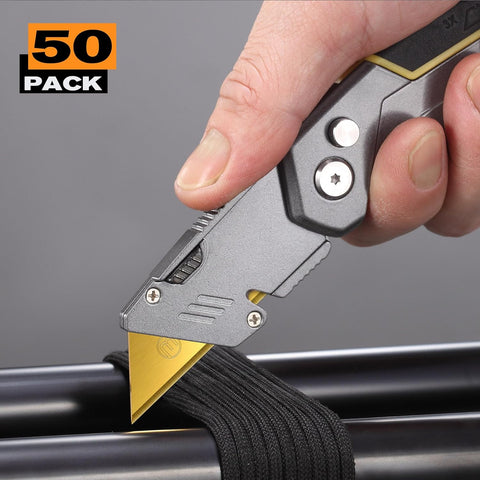M MEEPO Utility Knife Blades, Never Rust, Titanium SK-2 Steel, 50-Pack