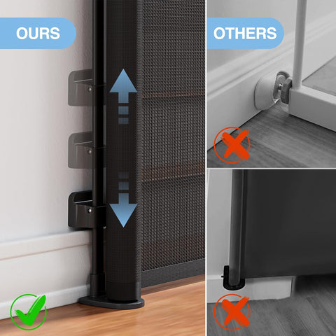 PRObebi Retractable Baby Gates for Stairs & Doorways, Dog Gate 0-54" W × 34" H, Black