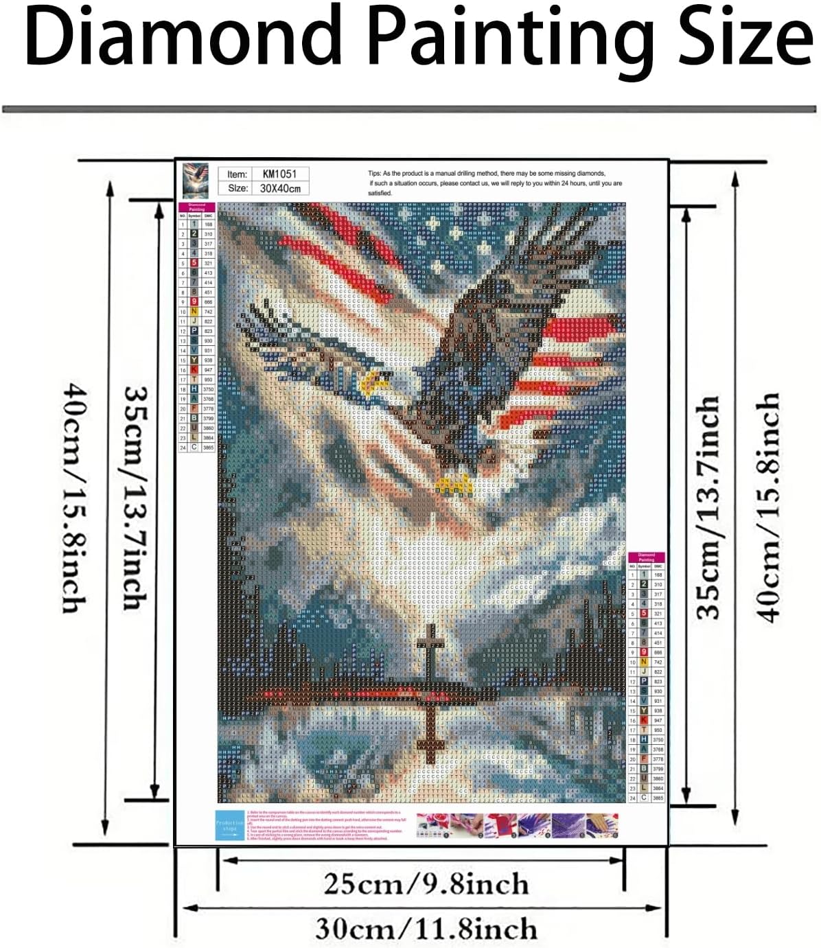 Diamond Art Kits for Adults,US Flag EagleDiamond Painting Kit,11.8X15.8inch