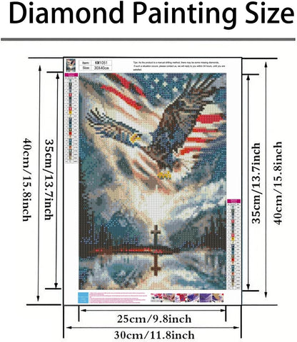 Diamond Art Kits for Adults,US Flag EagleDiamond Painting Kit,11.8X15.8inch