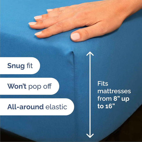 Queen Size 4 Piece Sheet Set - Breathable & Cooling Sheets - Denim Blue
