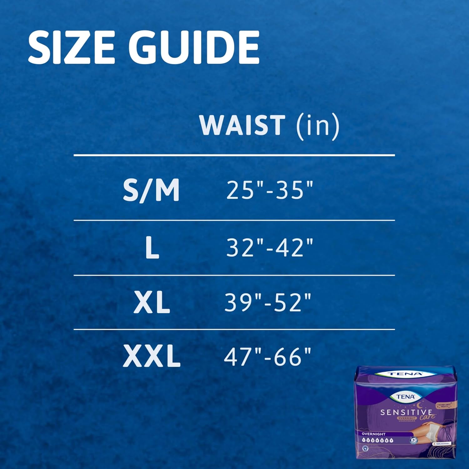 TENA Sensitive Care Overnight Incontinence Underwear Women, XL 39-52in 14ct