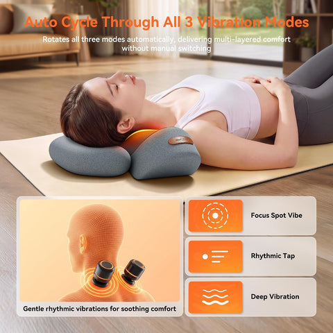 3 in-1 Cordless Neck Massager Pillow with Heat, Vibration & Traction