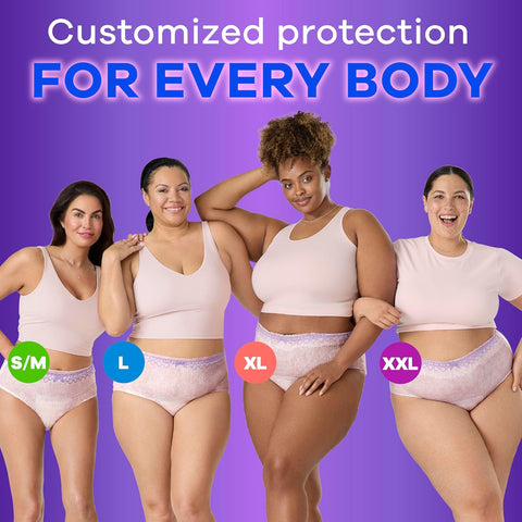 Always Discreet Adult Diapers for Women, Incontinence Underwear, Postpartum Essentials, Disposable Briefs, Max Absorbency, Bladder Leak Protection, 2XL / XXL, 52ct